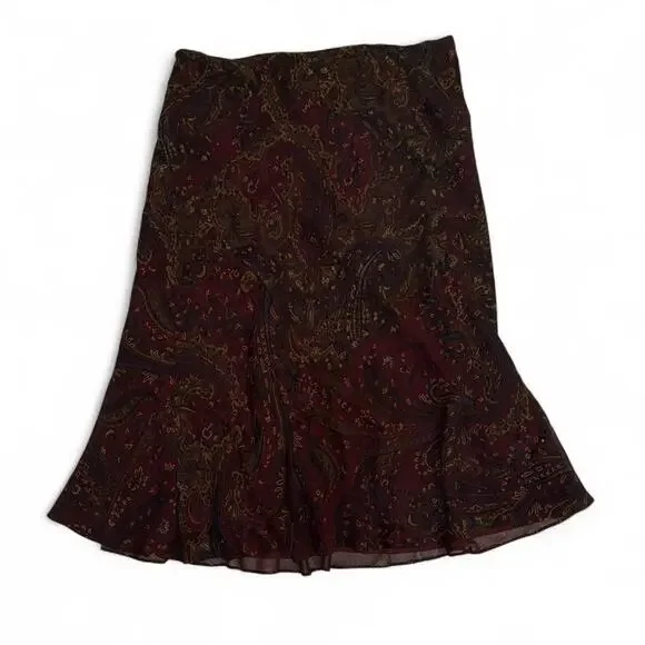 Vintage Vtg Ralph Lauren boho western fairycore paisley silk midi skirt - Picture 3 of 5